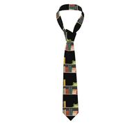 YYHWHJDE Little frog on the bookshelf Pattern Men's Necktie for Business, Daily Wear, Work, Birthdays, Weddings, Parties, Banquets Easy Care 57X3.1 In
