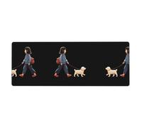 YYHWHJDE Little Girl Walking The Dog Prints Extra Large Mouse pad Mousepad 12x31.5in for Office Gaming Learning