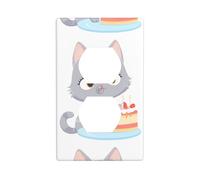 YYHWHJDE Little Gray cat Eating Cake Prints Double Socket Wall Panel Electrical Socket Cover Plate Shatter Decoration Durable 4.5x2.76in