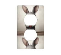 YYHWHJDE Little Gray Rabbit Holding a Heart Picture Double Socket Wall Panel Decorative is Durable and Suitable for Socket Light Switch Accessories 4.5x2.76in