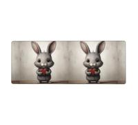 YYHWHJDE Little Gray Rabbit Holding A Heart Picture Extra Large Mouse Pad, Computer Office Anti Slip Gaming Keyboard Thickened Version 12x31.5in