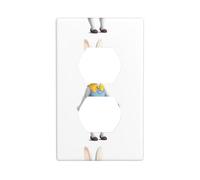 YYHWHJDE Little Gray Rabbit in a Dress Prints Double Socket Wall Panel Electrical Socket Cover Plate Shatter Decoration Durable 4.5x2.76in