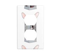 YYHWHJDE Little Gray Rabbit in The Phone Booth Prints Double Socket Wall Panel Electrical Socket Cover Plate Shatter Decoration Durable 4.5x2.76in
