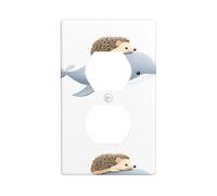 YYHWHJDE Little Hedgehog on The Back of a Whale Picture Double Socket Wall Panel Decorative is Durable and Suitable for Socket Light Switch Accessories 4.5x2.76in