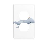 YYHWHJDE Little Hedgehog on The Back of a Whale Prints Double Socket Wall Panel Electrical Socket Cover Plate Shatter Decoration Durable 4.5x2.76in