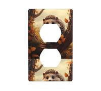 YYHWHJDE Little Hedgehog on The Tree Pattern Double Socket Wall Panel Decorative for Residential and Commercial Areas 4.5x2.76in