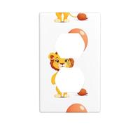 YYHWHJDE Little Lion Holding a Big Balloon Prints Double Socket Wall Panel Electrical Socket Cover Plate Shatter Decoration Durable 4.5x2.76in