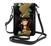 YYHWHJDE Little Monkey Climbing The Mountain Prints Small Leather Women'S Crossbody Flip Phone Bag, Waterproof And Durable