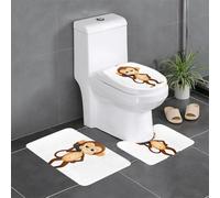 YYHWHJDE Little monkey on the phone Picture Anti slip floor mat three piece set bathroom carpet anti slip durable