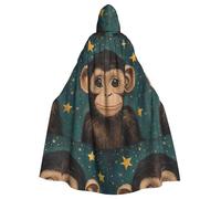 YYHWHJDE Little Monkey Star Prints Adult Hooded Cloak is a super large, comfortable, and durable Halloween hooded poncho