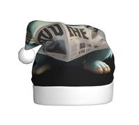 YYHWHJDE Little monster reading newspaper Pattern Christmas Hat for Adult Soft and Fluffy, Ideal for Long-Term Use