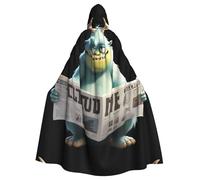 YYHWHJDE Little monster reading newspaper Picture Adult Halloween hooded jacket cloak long party cloak suitable for men and women