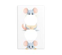 YYHWHJDE Little Mouse Reading a Book Picture Double Socket Wall Panel Decorative is Durable and Suitable for Socket Light Switch Accessories 4.5x2.76in
