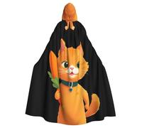 YYHWHJDE Little Orange Cat Holding Carrot Pattern Halloween Adult Hooded Cape Cloak - Super Large Hooded Cloak No Zipper