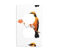 YYHWHJDE Little Oriole Holding a Maple Leaf Prints Double Socket Wall Panel Electrical Socket Cover Plate Shatter Decoration Durable 4.5x2.76in