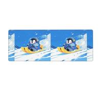 YYHWHJDE Little Penguin On A Sled Picture Extra Large Mouse Pad, Computer Office Anti Slip Gaming Keyboard Thickened Version 12x31.5in