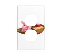 YYHWHJDE Little Pink Pig on a Boat Prints Double Socket Wall Panel Electrical Socket Cover Plate Shatter Decoration Durable 4.5x2.76in