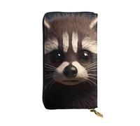 YYHWHJDE Little Raccoon Face Picture Leather long clutch wallet Designed for fashion girls and women stylish and personalized 7.48 x 4.13 in, Black, One Size