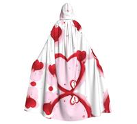 YYHWHJDE Little Red Heart Prints Halloween Adult Hooded Cloak for Parties and Costumes