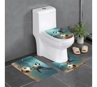 YYHWHJDE Little swallow stepping on the ball Pattern Anti slip floor mat three piece set bathroom carpet anti slip durable