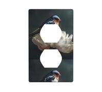 YYHWHJDE Little Swallows on White Flowers Picture Double Socket Wall Panel Decorative is Durable and Suitable for Socket Light Switch Accessories 4.5x2.76in
