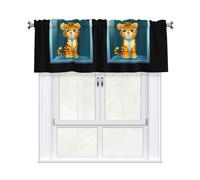 YYHWHJDE Little Tiger in Square Glass Prints Short Curtains with Valance Rod 54x18in Home Decor for Kitchen Bathroom Laundry Room Studio Upper Window