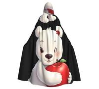 YYHWHJDE Little White Bear And Red Apple Prints Halloween Adult Hooded Cape Men'S And Women'S Clothing Mantle Role-Playing