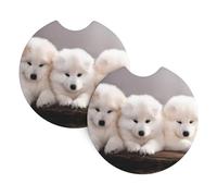 YYHWHJDE Little White Dogs Pattern Prints Car Cup Coasters 2-Pack - The Ideal Housewarming Gift for Car Owners - High-Grade Neoprene Throw, Effortless Style & Protection