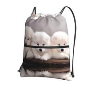 YYHWHJDE Little White Dogs Pattern Prints Drawstring Backpack - Lightweight, Waterproof Sport Throw Cover for Gym, Travel & Everyday Essentials
