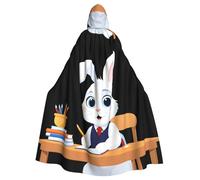 YYHWHJDE Little white rabbit doing homework Printed Halloween Adult Hooded Cloak No Zipper, Comfortable & Durable for Role-Playing