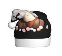 YYHWHJDE Little white rabbit eating marshmallow Prints Christmas Hat for Adult quality festive accessory crafted soft, lightweight