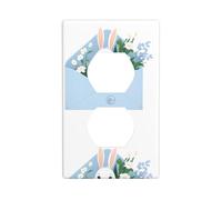 YYHWHJDE Little White Rabbit Flowers on The Envelope Picture Double Socket Wall Panel Decorative is Durable and Suitable for Socket Light Switch Accessories 4.5x2.76in