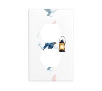 YYHWHJDE Little White Rabbit Holding a Lantern Prints Double Socket Wall Panel Electrical Socket Cover Plate Shatter Decoration Durable 4.5x2.76in
