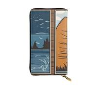 YYHWHJDE Lodge Bear Deer Fish Picture Quality Leather Long Clutch Wallet Designed for Fashion Girls and Women Stylish 7.48 x 4.13 in