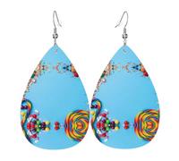 YYHWHJDE Lollipop Conffiti Cracker Chocolate Prints Drip Leather Earrings - Chic Faux Leather Drops for Holiday & Everyday Glam