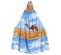 YYHWHJDE Lonely Camel Pattern Halloween Adult Hooded Cape Cloak For Role-Playing, Stage Costumes, Parties Easy Care