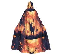 YYHWHJDE Lonely Deer Pattern Halloween Adult Hooded Cape Cloak For Role-Playing, Stage Costumes, Parties Easy Care