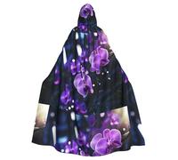 YYHWHJDE Lonely Flower Pattern Halloween Adult Hooded Cape Cloak For Role-Playing, Stage Costumes, Parties Easy Care
