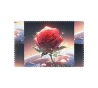 YYHWHJDE Lonely Rose on The Planet Prints Set of 6 Washable Heat Resistant Placemats for Dining Table Decor - Thick, Sturdy, and Personalized Design