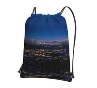 YYHWHJDE Los Angeles Skyline Prints Drawstring Backpack - Lightweight, Waterproof Sport Throw Cover for Gym, Travel & Everyday Essentials