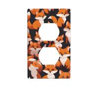 YYHWHJDE Lots of Cartoon Little Foxes Pattern Double Socket Wall Panel Decorative for Residential and Commercial Areas 4.5x2.76in