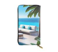 YYHWHJDE Love Island on the S Pattern Leather long clutch wallet Designed for fashion girls and women stylish and personalized 7.48 x 4.13 in, Black, One Size
