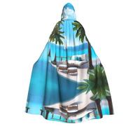YYHWHJDE Love Island on the S Printed Halloween Adult Hooded Cloak No Zipper, Comfortable & Durable for Role-Playing
