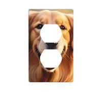 YYHWHJDE Lovely Golden Retriever Dog Picture Double Socket Wall Panel Decorative is Durable and Suitable for Socket Light Switch Accessories 4.5x2.76in