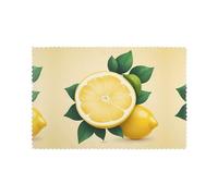 YYHWHJDE Lovely Lemon Prints Placemats Set of 6 12x18in - Engineered for Durability & Heat Resistance with Quality Polyester
