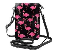 YYHWHJDE Lovely Pink Flamingos Leather Crossbody Phone Pouch