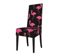 YYHWHJDE Lovely Pink Flamingos Prints Dining Chair Throw Covers - Stretchable Polyester Blend Protects Your Chairs with Easy Style & Easy Care