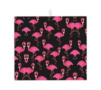 YYHWHJDE Lovely Pink Flamingos Prints Kitchen Drying Mat - Absorbent Dish Throw for Countertop, Non-Slip Quick-Dry Layer with Vibrant Prints, Ideal for New Home Gift