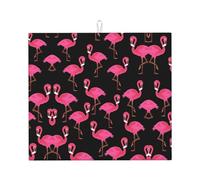 YYHWHJDE Lovely Pink Flamingos Prints Kitchen Drying Mat - Absorbent Microfiber Dish Drying Throw with Vibrant Prints, Quick-Dry Countertop Layer for Dishes
