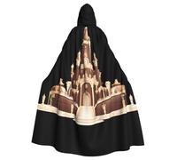 YYHWHJDE Luxurious Chocolate Palace Pattern Halloween Adult Hooded Cape Cloak No Zipper, Comfortable For Costume Parties